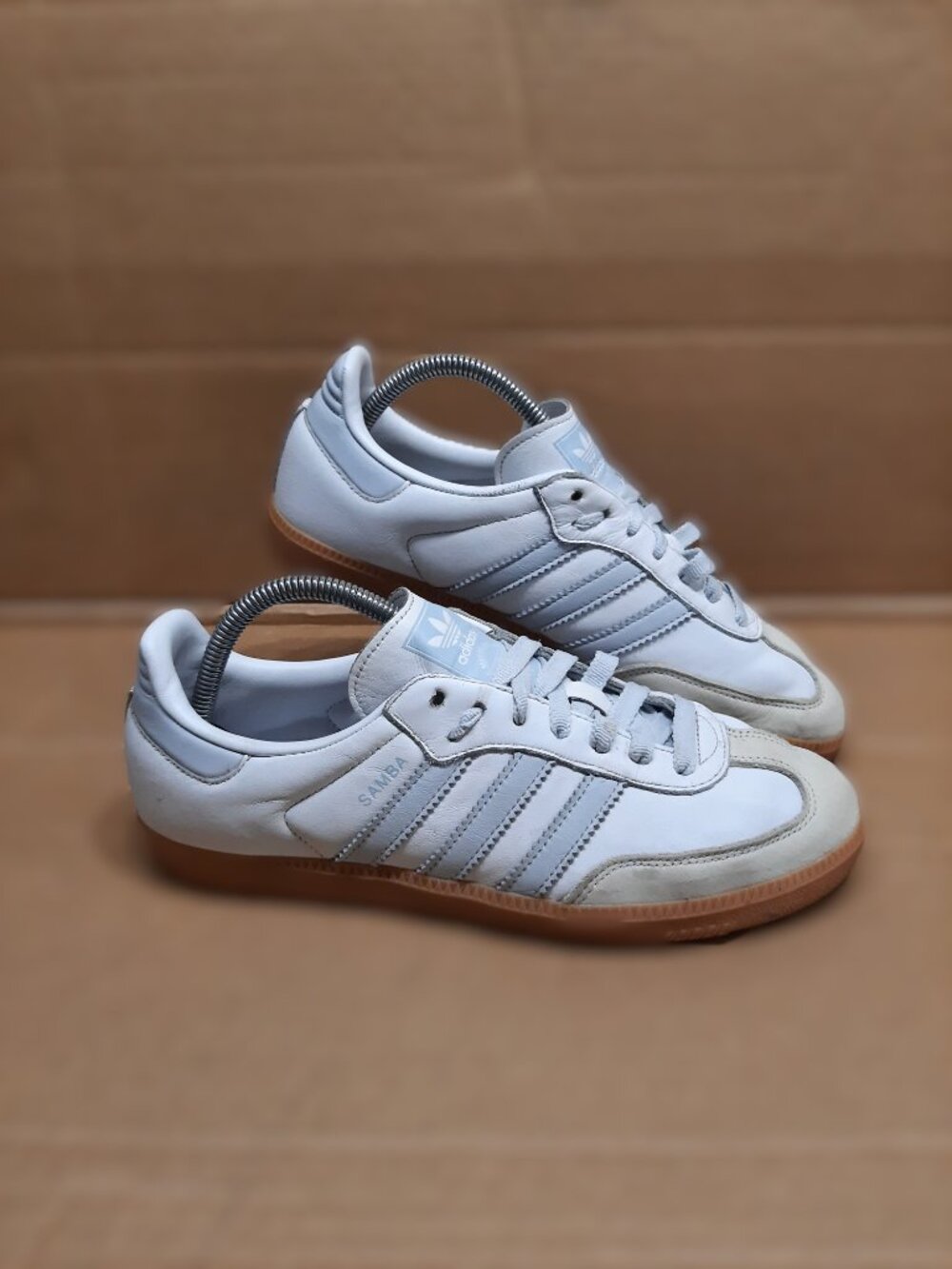 Adidas Samba OG 🚺 Women 9.5 White Halo Blue Gum Shoes Sneakers IE0877 (#3102)